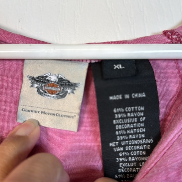 Harley Davidson Motors Studded Pink Shirt Size XL EUC #2649 - Picture 5 of 5